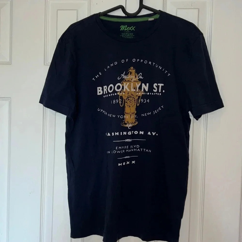 Mexx Navy vintage style cotton graphic short sleeve  T-shirt Sz S